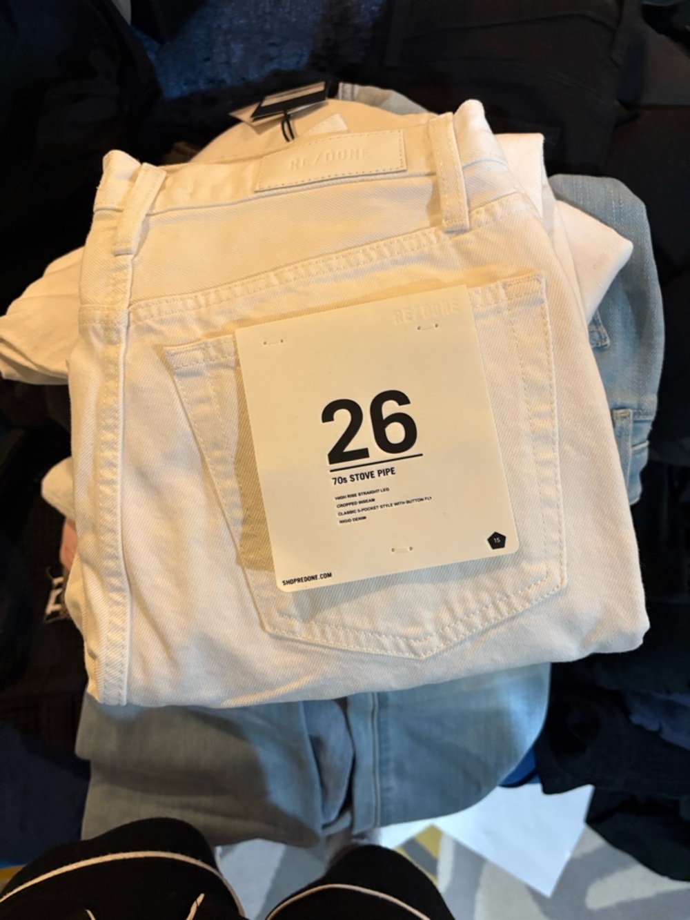 Re/Done White 70s Stove Pipe Jeans